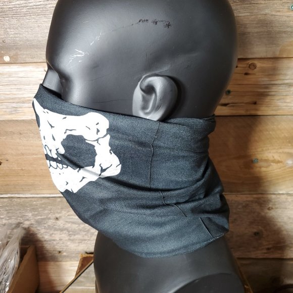 Unisex White Skull Face Tube Mask Neck GAITER Dust Shield Seamless Bandana - Picture 5 of 6